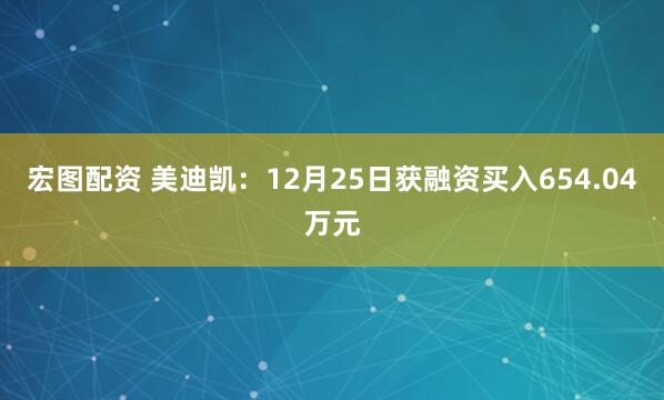 宏图配资 美迪凯：12月25日获融资买入654.04万元